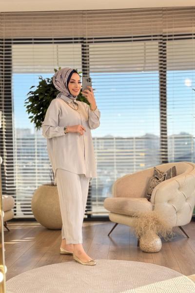 7328 Modal Şalvar Takım Gri