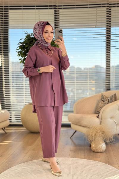 7328 Modal Şalvar Takım Mürdüm