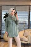 7343 Tencel Üstü Serpme Yıldız Nakışlı Gömlek Mint