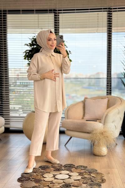 7351 Tencel Gömlek Ekru