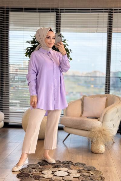 7351 Tencel Gömlek Lila