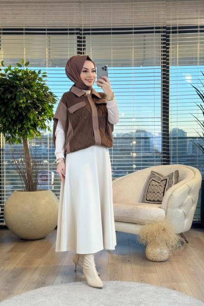 7361 Ön Baklava Trikolu Kolsuz Mont Kahve