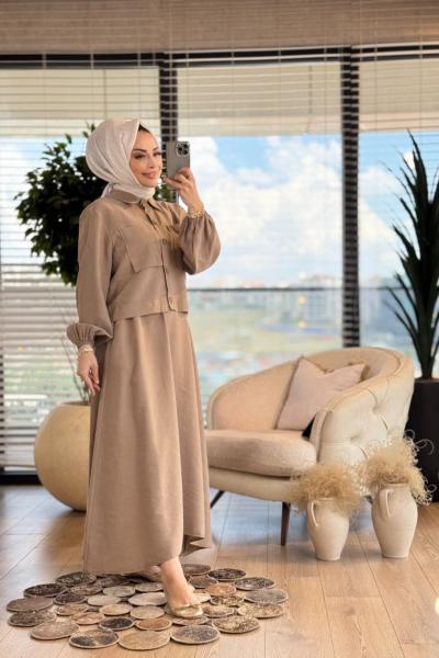 7365 Ön İki Cepli Etekli Takım Vizon