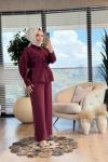 7367 Tencel Ön Cep Kapaklı Takım Bordo