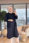 7370 Roba Triko Ve Zımba Detaylı Tunik Siyah