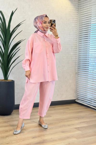 74026 Önü İki Cepli Takım Pembe