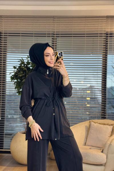 7481 Oysho Beli Bağcıklı Ferm. Takım Siyah