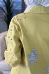 7486 Omuz Zımba Yıldız Detaylı Kot Ceket Sarı