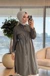 7524 Roba Cep Kapaklı Ve Dikişli Uzun Tunik Haki