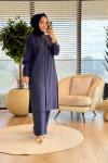 7553 Uzun Önü Düğmeli Takım Lacivert
