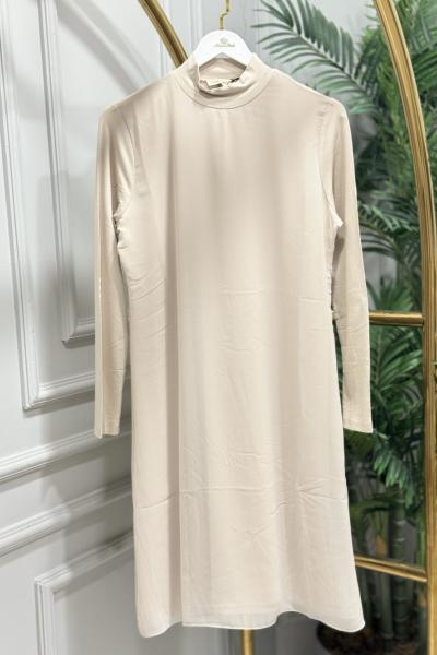 777 Önü Şifonlu Uzun Kollu Bluz Bej