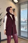 7889 Bukle Dört Düğmeli Yelek Bordo