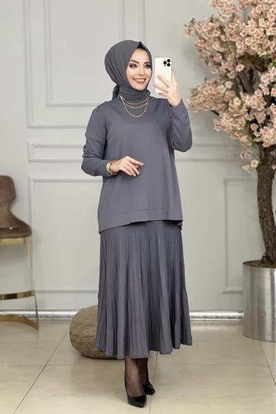 800 Altı Bürümcük Triko Etekli Takım Antrasit