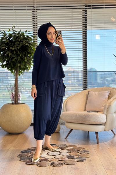 8035 Şalvar Takım Lacivert