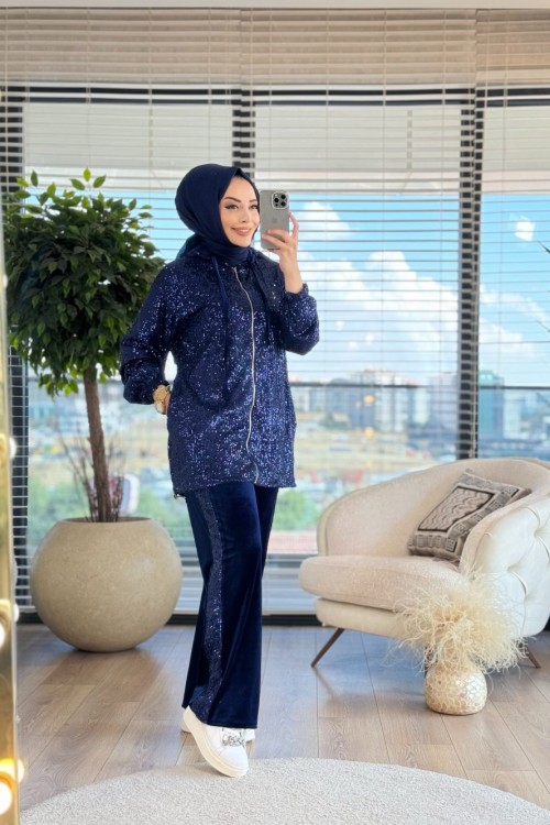 8440 Payet Kapşonlu Takım Lacivert