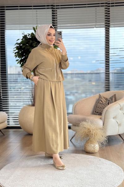 8487 Cep Ve Önü Fermuarlı Takım Yağ Yeşili