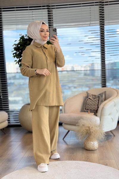 8513 Yandan Düğmeli Takım Hardal