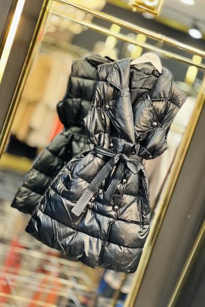 8550 Metal Düğmeli Yakalı Yelek Siyah