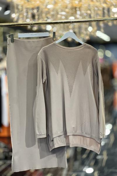 906 Roba Ve Omuzu Fitilli Takım Latte