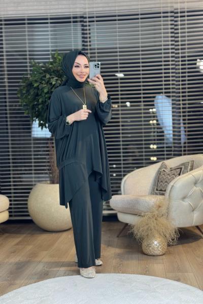 9068 Yan Büzgü Detaylı Takım Haki