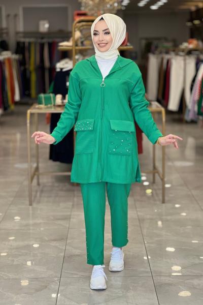 9521  Kendinden Fitilli Cep Üstü Taşlı Kapş.Takım Benetton