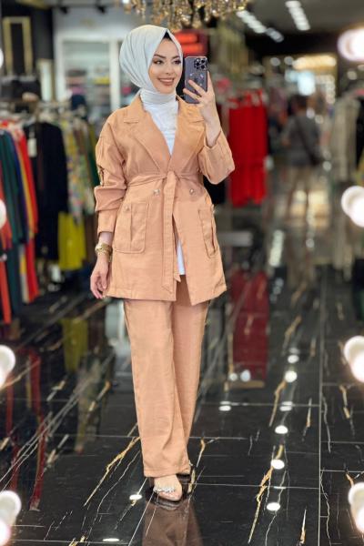 9556 Omuz Apoletli Metal Düğmeli Takım Taba