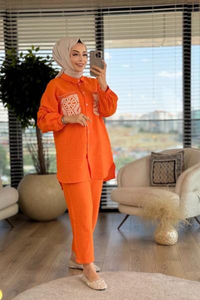 9663 Cebi Dantelli Takım Turuncu