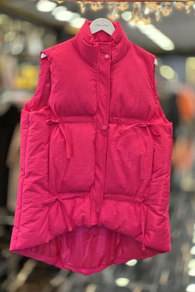 9700 Yanları Bağlamalı Şişme Yelek Fuşya