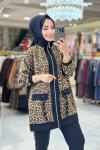 9768 Leopar Desenli Fermuarlı Takım Siyah