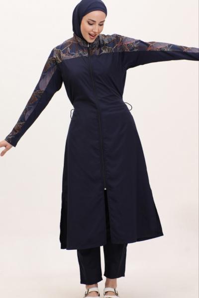 9905 Yaldızlı Tesettür Mayo Lacivert