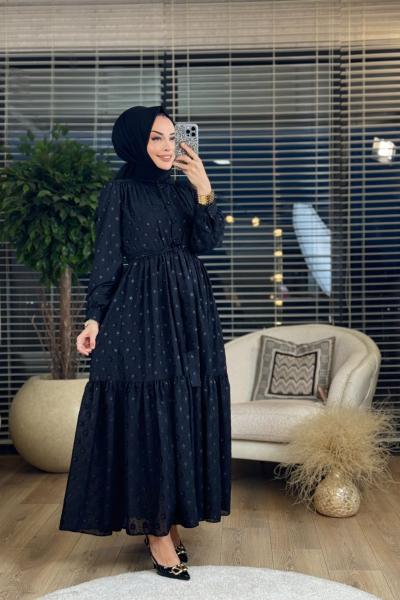 9983 Sim Detaylı Elbise Siyah