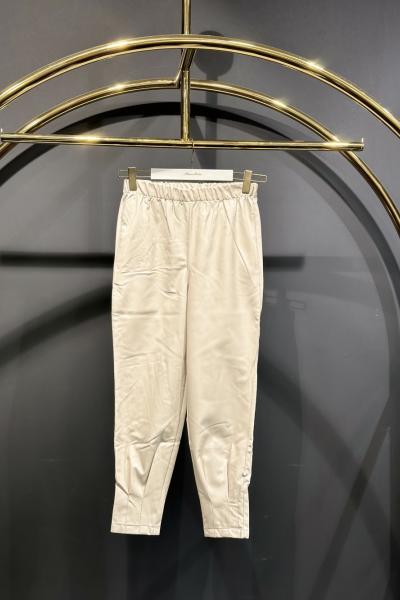 A164 Deri Paçası Dikişli Pantolon Bej