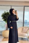 ESS0071 Sare Pilise Elbise Siyah
