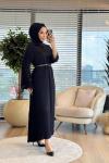 ESS0071 Sare Pilise Elbise Siyah