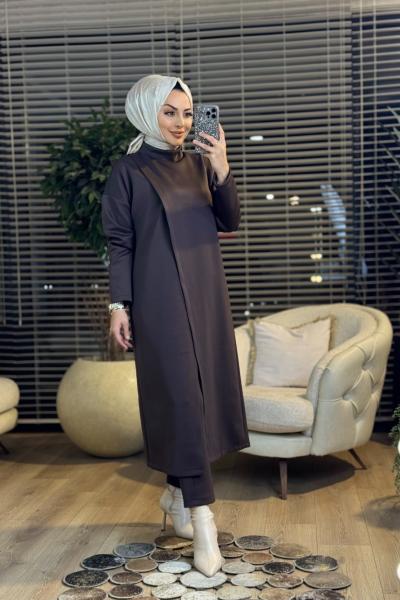 HWN6268 Scuba Verev Kesim Takım Kahve