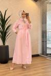 HWN6296 Vela Gömlek Elbise Pembe