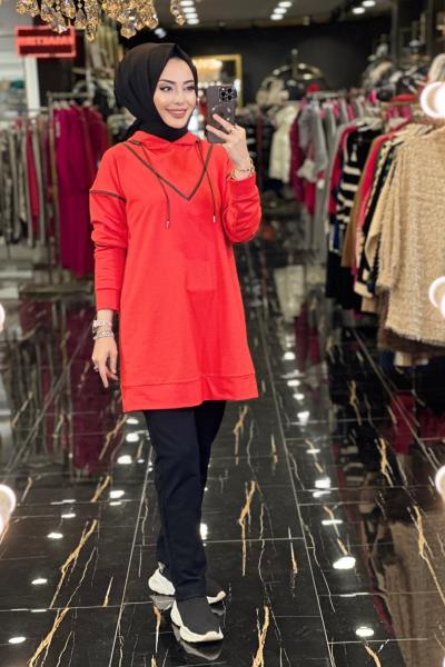 MB24566 Deri Detaylı Takım Mercan