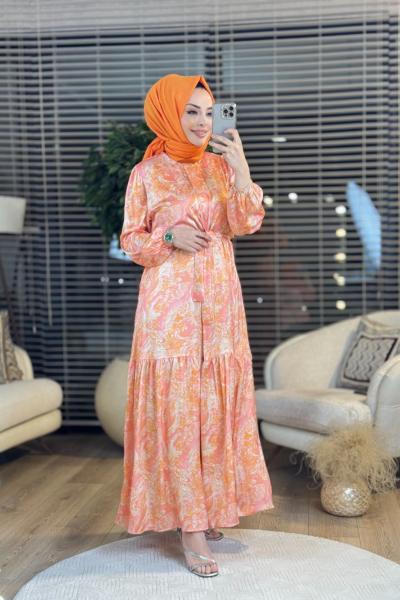 MRW1350 Ethnic Elbise Oranj