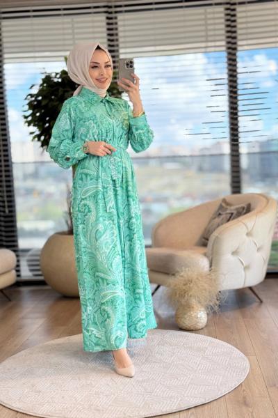 MRW1350 Ethnic Elbise Yeşil