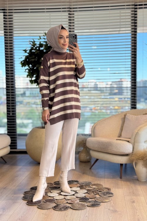 MRW1500 Paris Triko Tunik Kahve