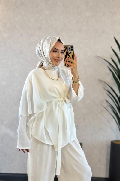 MRW1800 Clera Krep Tunik Beyaz