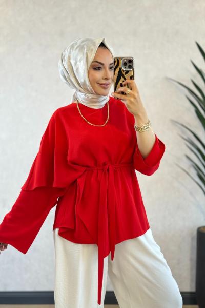 MRW1800 Clera Krep Tunik Kırmızı