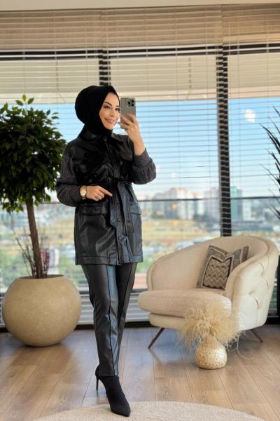 PMQ5021 Kolu Trikolu Deri Takım Siyah