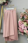 S5653 Plisoley Detaylı Gold Düğmeli Etek Pembe