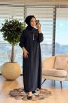 S5935 Dik Yaka Ferah Elbise Siyah