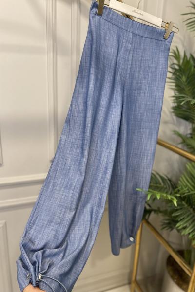 Z621 Paçası Lastikli Tensel Pantolon Mavi