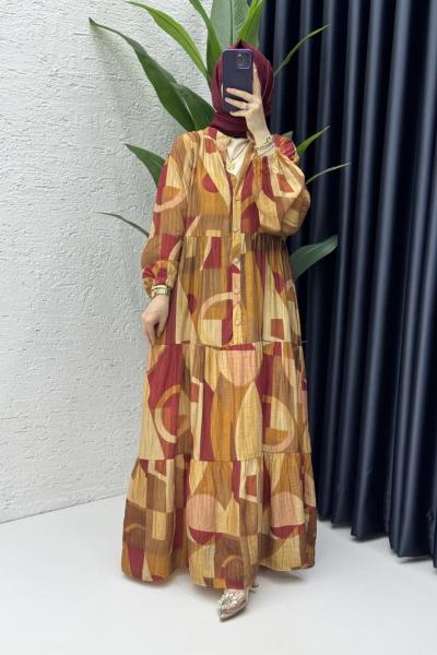 Açelya Elbise Tesettür Giyim Bordo