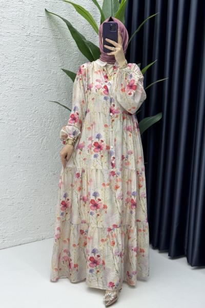 Açelya Elbise Tesettür Giyim Pembe