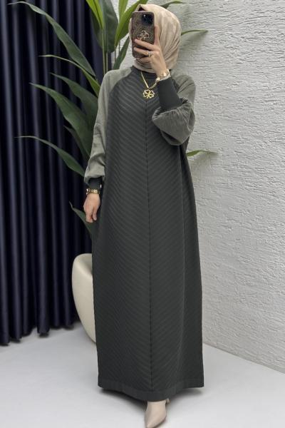 Afife Elbise Tesettür Giyim Haki