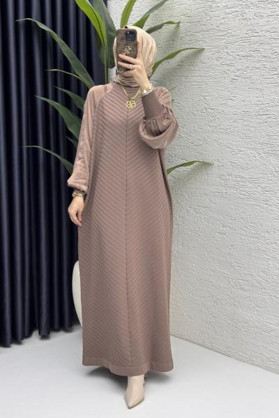 Afife Elbise Tesettür Giyim Sütlü Kahve